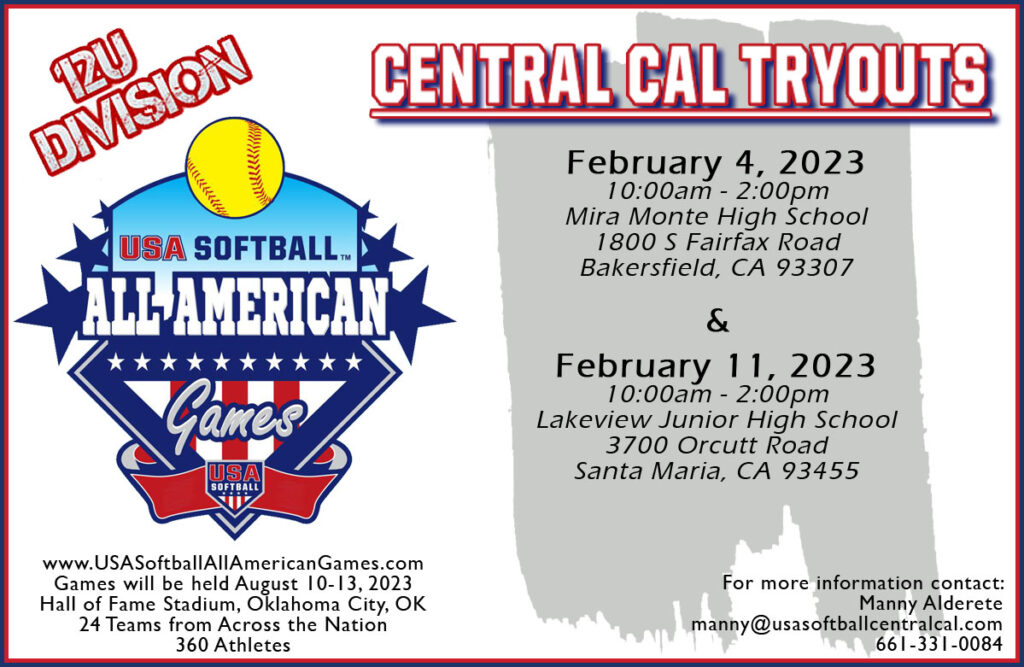 2023 All American Games TRYOUTS! « USA Softball of Central California